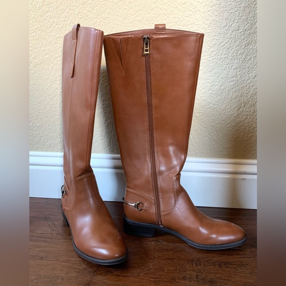 SAM AND LIBBY NEW 8.5 women’s brown cognac riding boots perry vegan leather - Picture 5 of 10